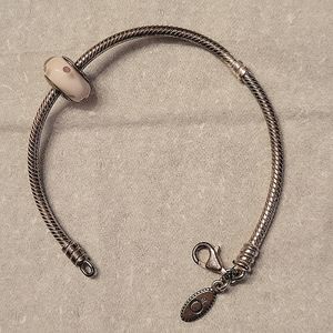 Pandora Snake Chain Bracelet with Murano Glass Charm
